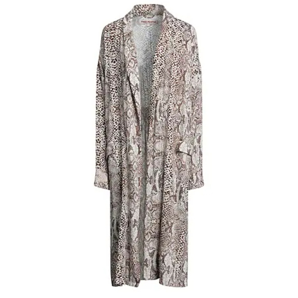 Free People Wild Nights Snake Print Duster Womens Full Length Kimono Jacket Sz M - Picture 3 of 16